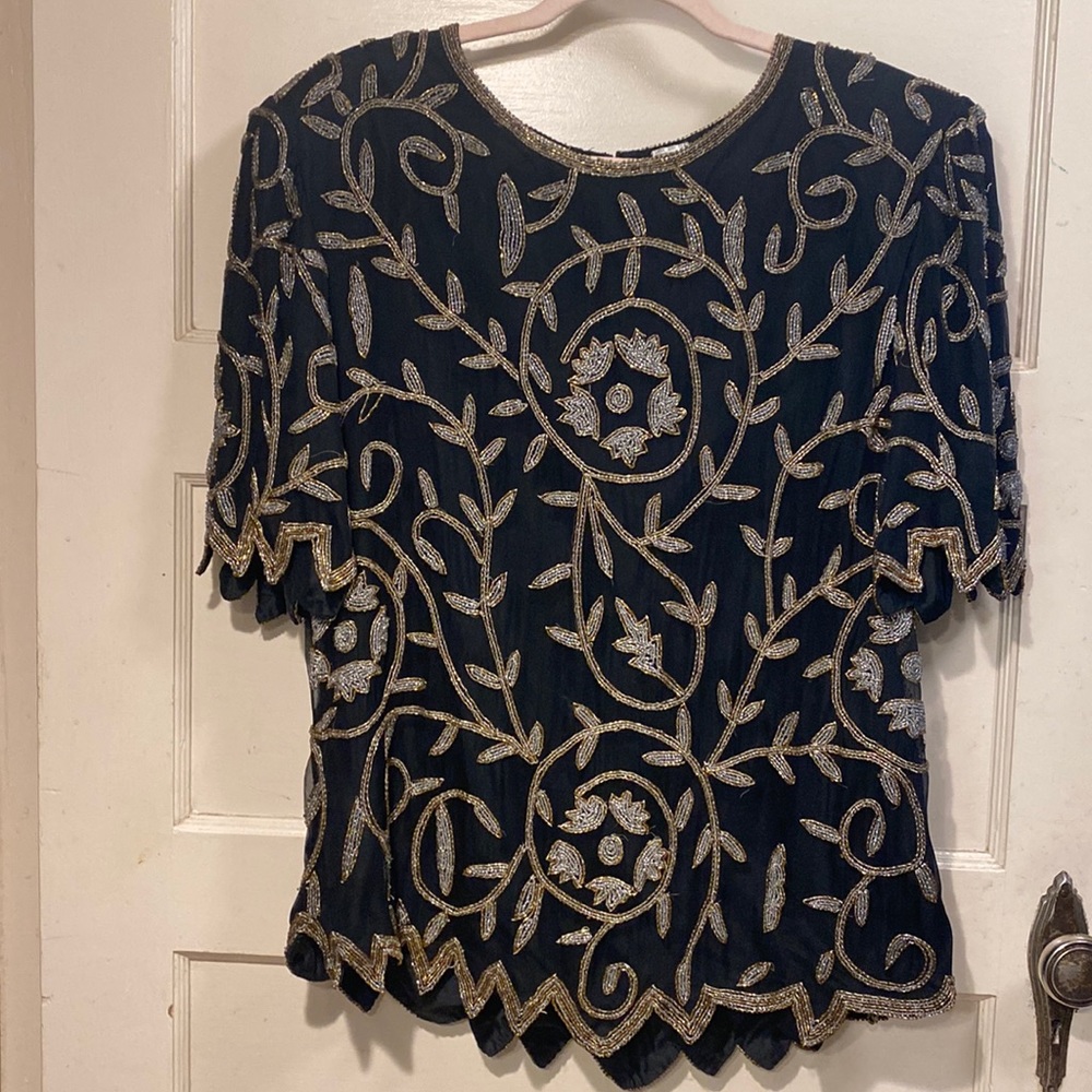 Laurence Kozar New York sparkly beaded top. Size 1X